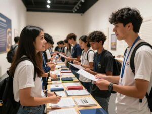 Students engaging with college representatives at HBCU Day