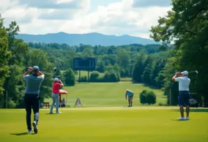HCU men's golf team playing at Bentwater Country Club
