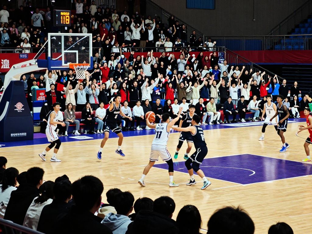 Exciting atmosphere at a high school basketball game in Houston