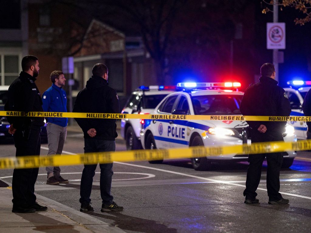 Police scene in Houston after a security guard was fatally shot during a robbery.
