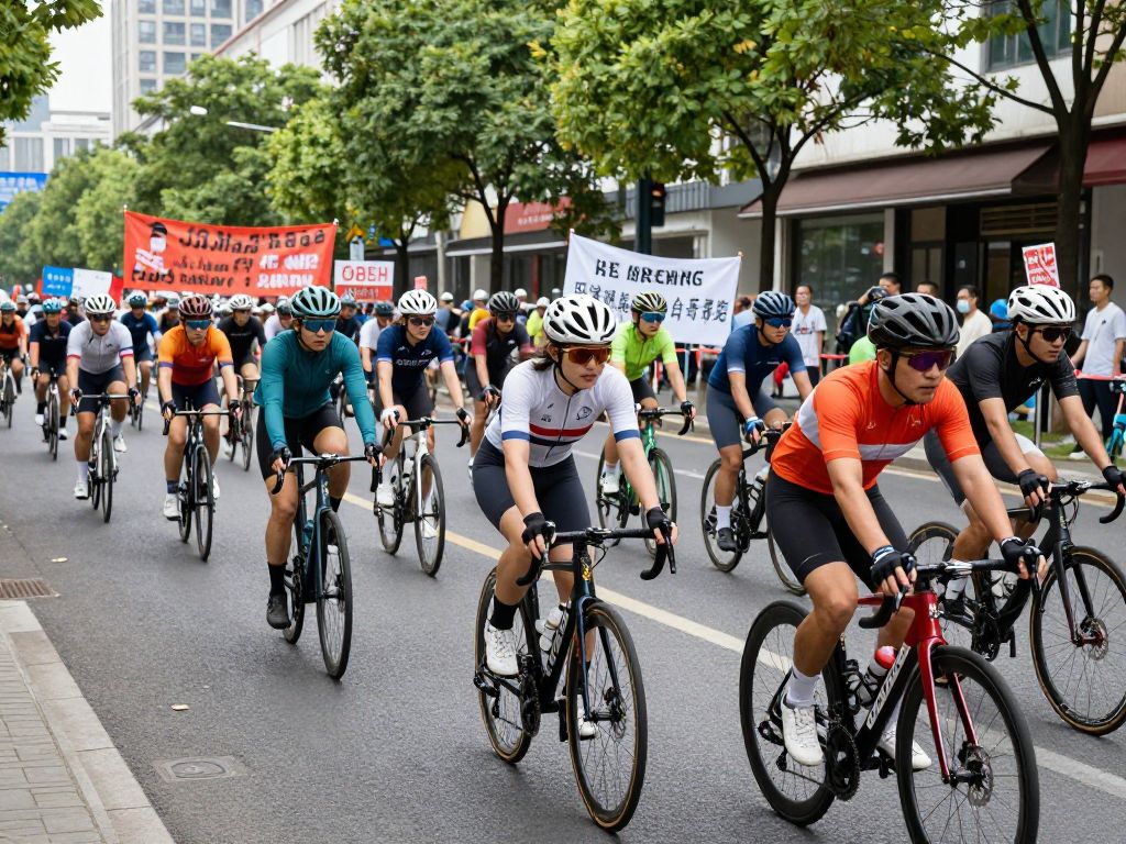 Cyclists participating in a protest ride in Houston