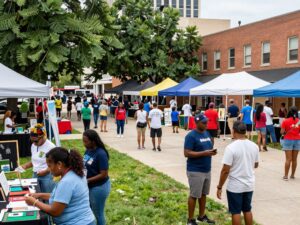 Community members participating in local events in Houston