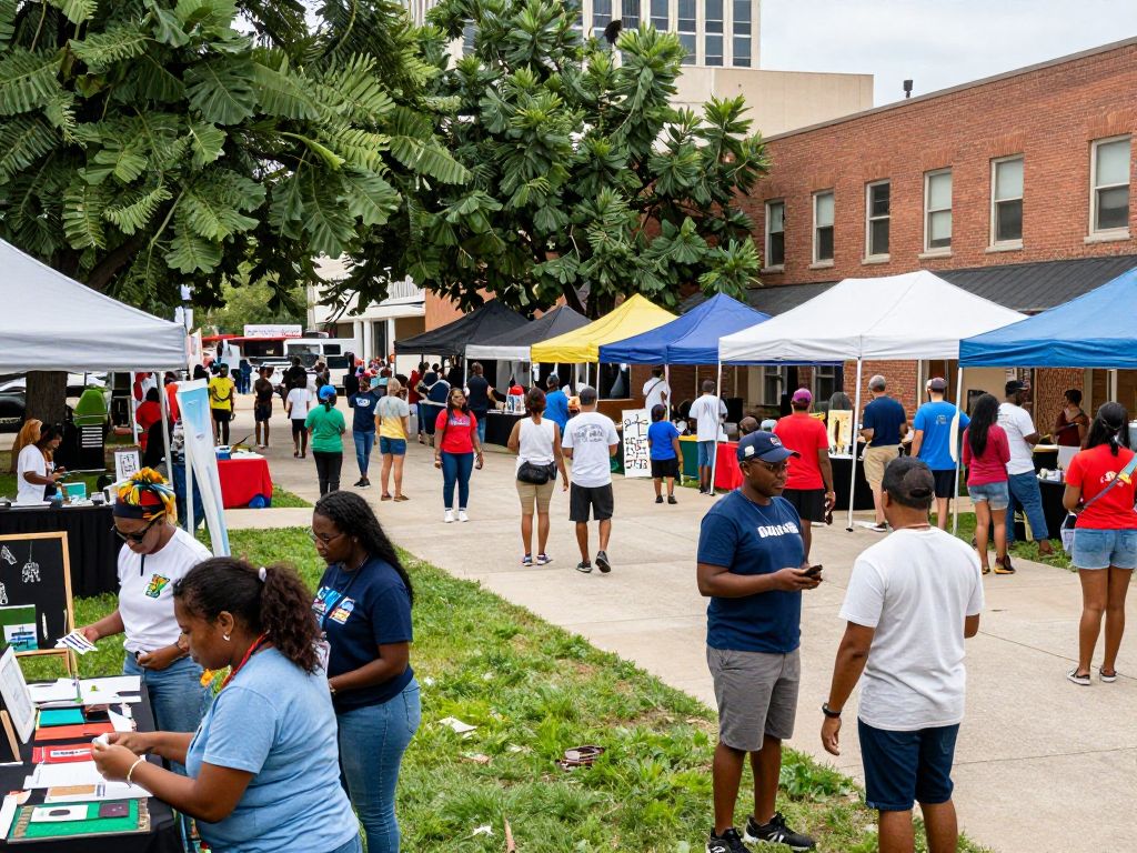 Community members participating in local events in Houston