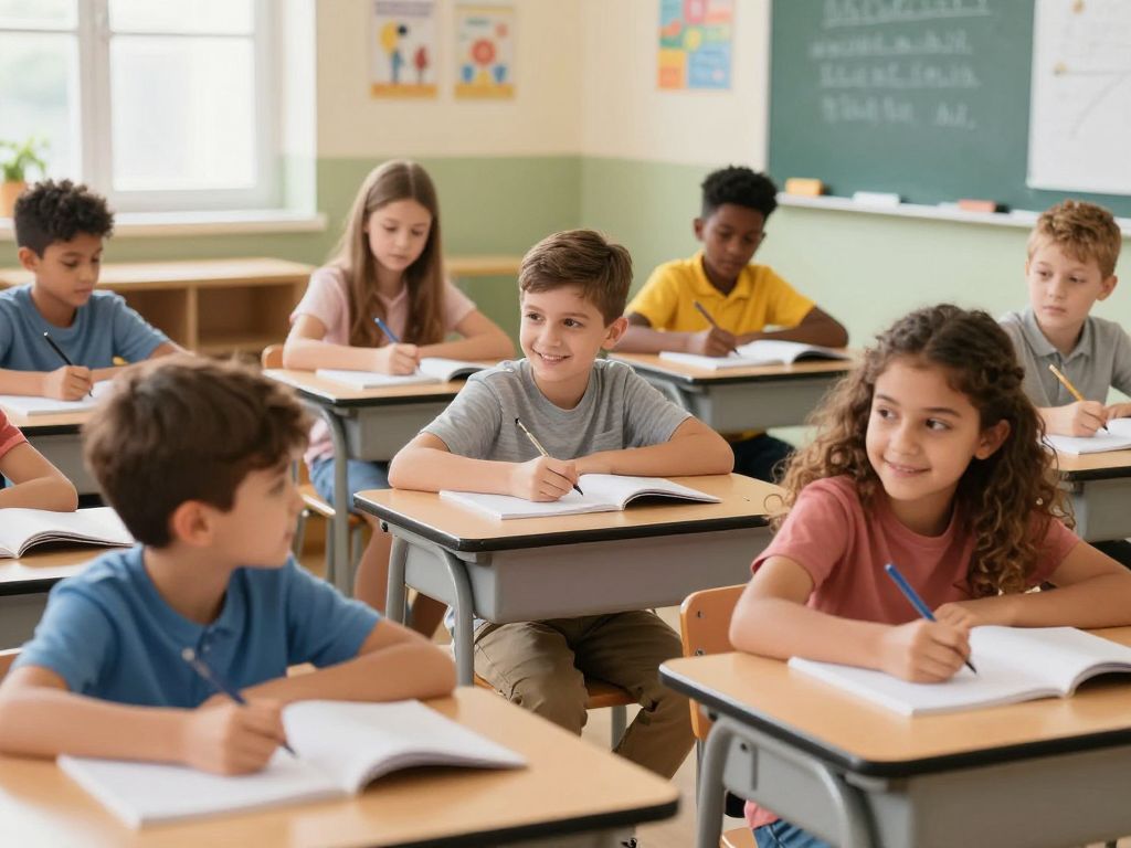Diverse students engaged in learning in a classroom supported by the HISD truancy program.