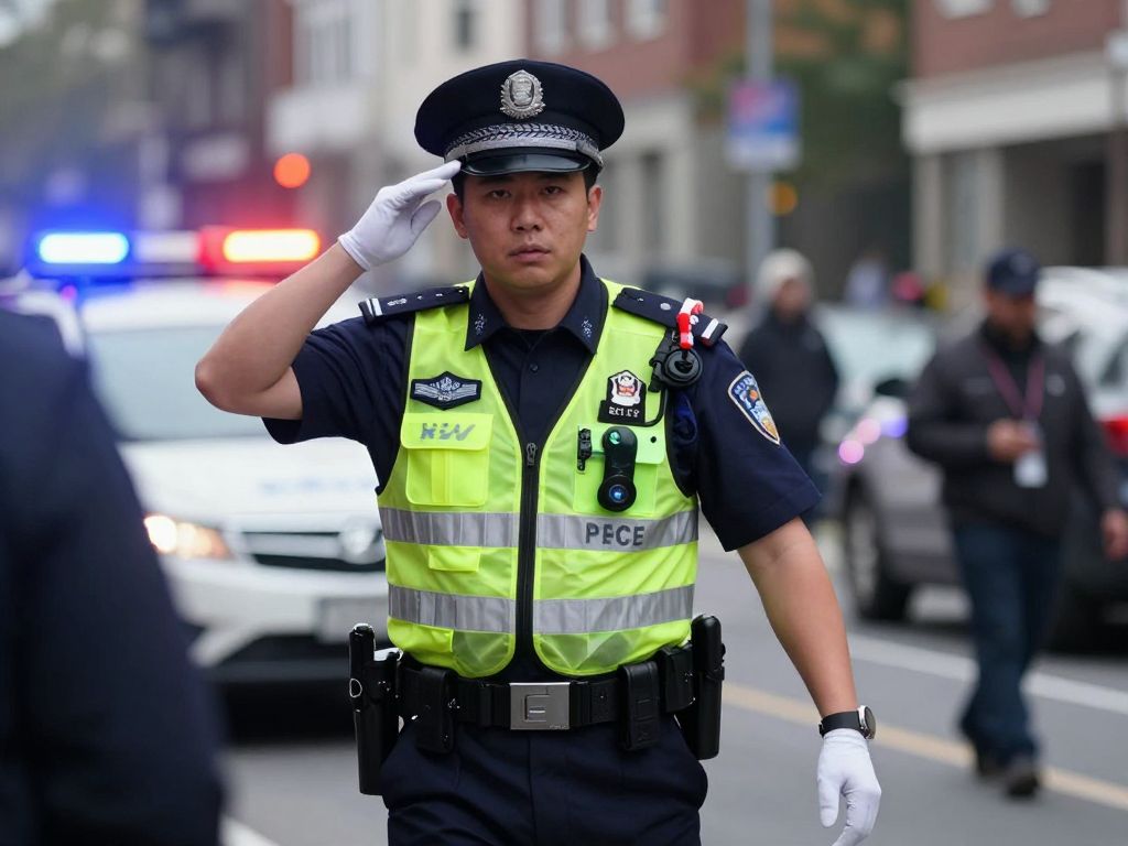 Police officer responding to an emergency call in Houston