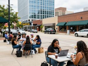 Small business owners in Houston collaborating on innovative projects.