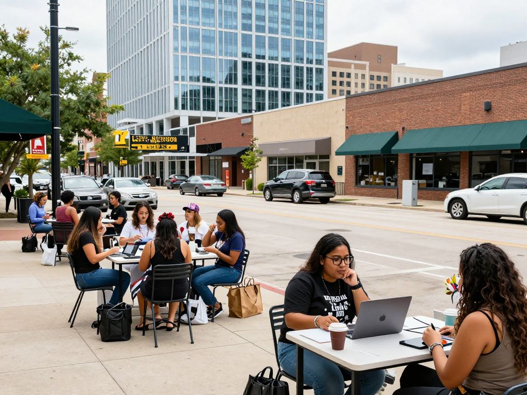 Small business owners in Houston collaborating on innovative projects.