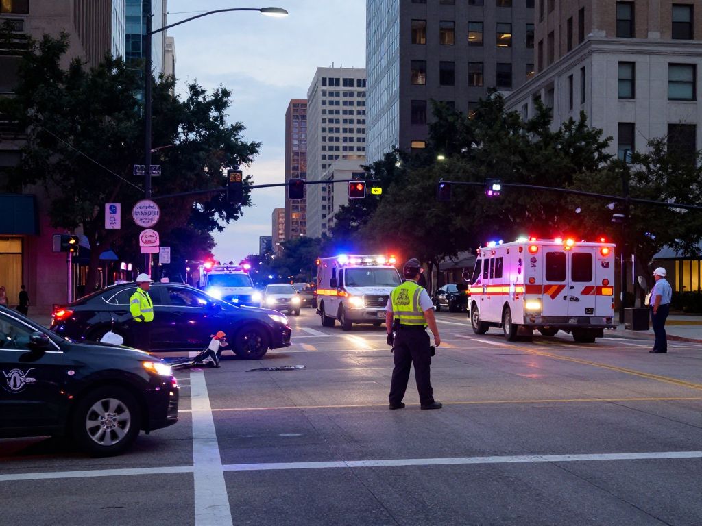 Emergency crews responding to a vehicle accident in Houston.