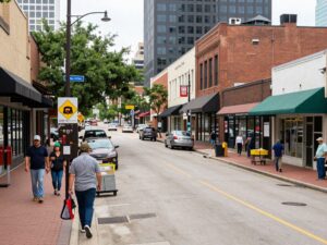 Street view of Houston showcasing successful local businesses and entrepreneurs