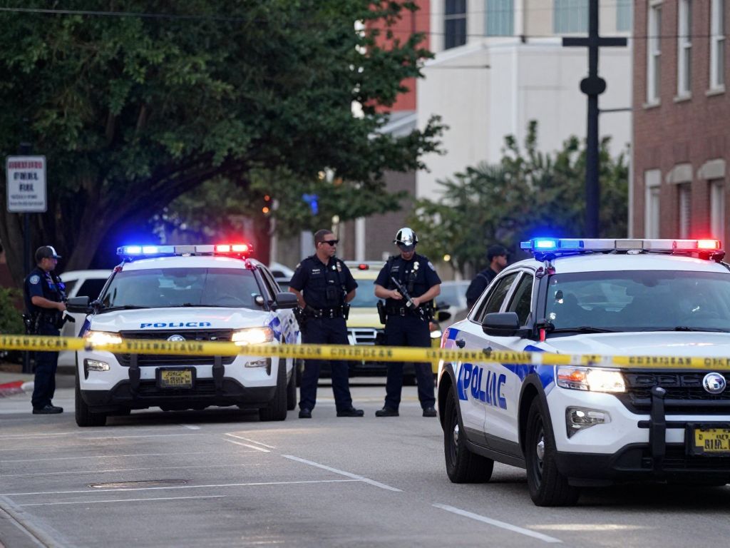 Police at the scene of a shooting in Houston