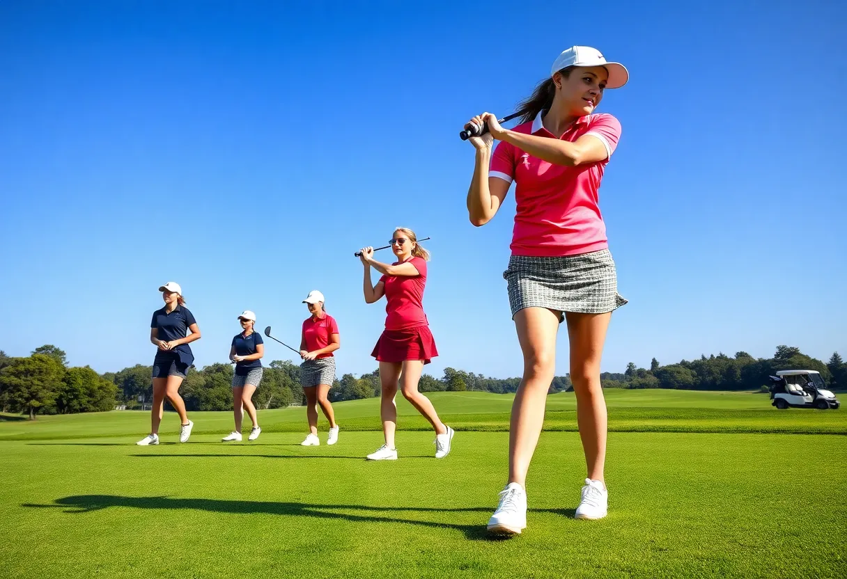 Iowa State women's golf team playing on the golf course