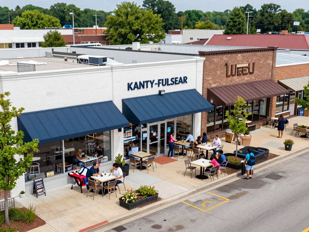 A view of newly opened businesses in the Katy-Fulshear area with lively activity