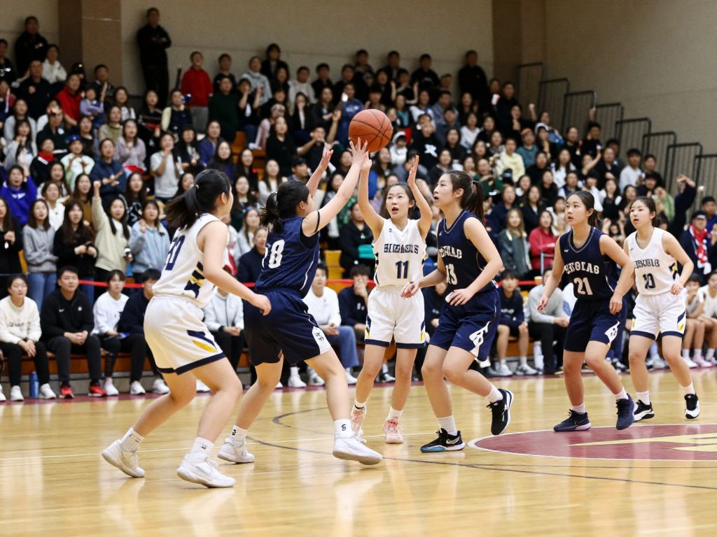 Kinkaid girls basketball team celebrating their championship victory in a packed gym.