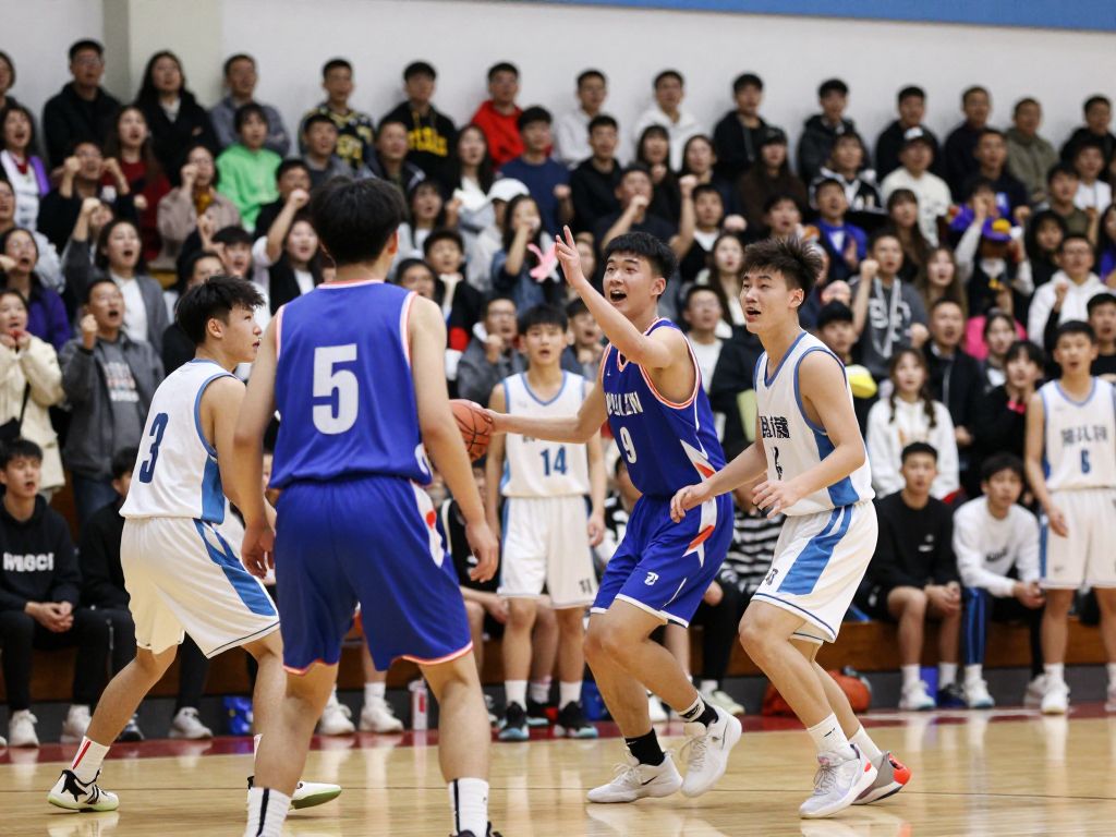 Athletes playing basketball at Klein High School with a cheering crowd