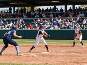 University of Texas Longhorns softball team competing in a game