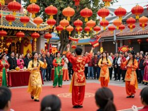 Celebration of Lunar New Year with Vietnamese cultural elements.