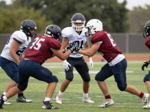 Madison Mavericks football team during practice on field