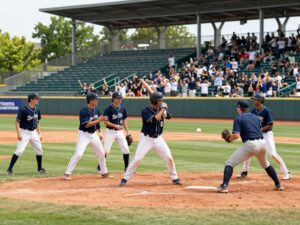 Memorial Mustangs baseball team during practice