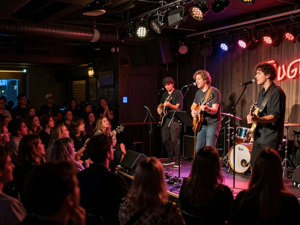 Audience enjoying a live music performance at Dan Electro's in Houston
