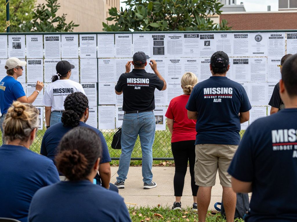 Community members gather to help find a missing person in Houston.