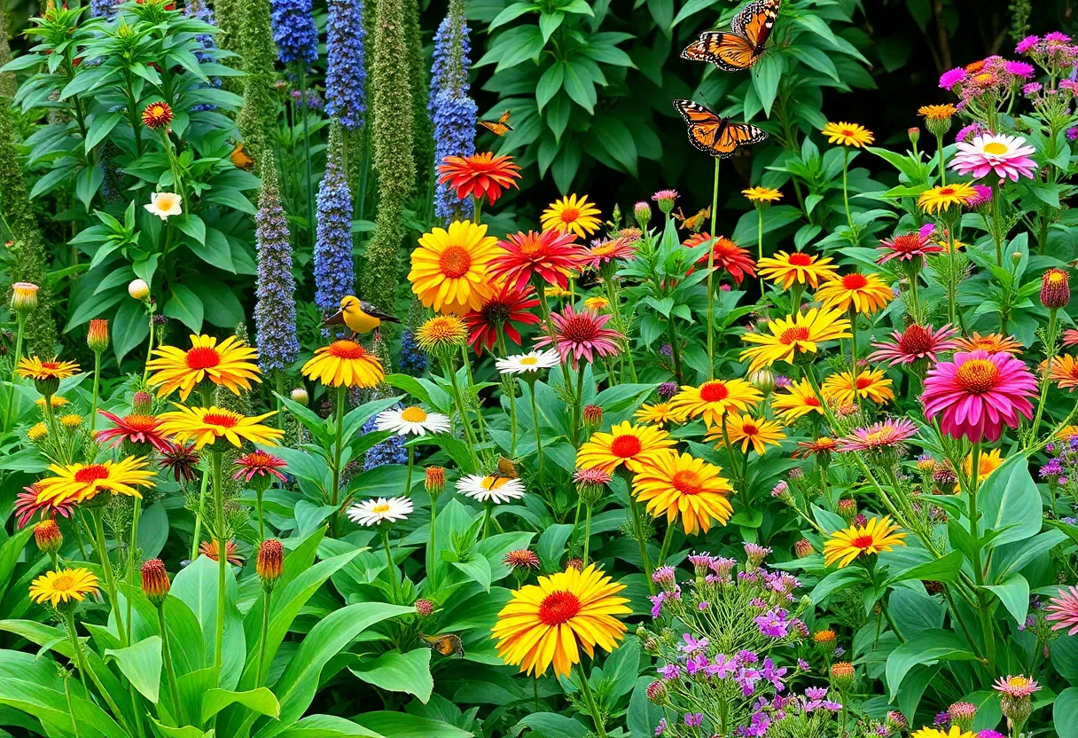 A colorful garden filled with native plants adapted to Houston's climate.