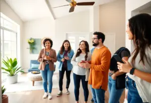 A group of first-time buyers visiting an open house in Houston, TX