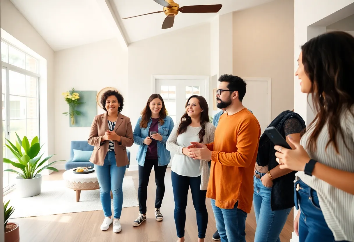 A group of first-time buyers visiting an open house in Houston, TX