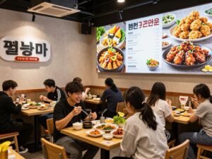 Interior of Seoulside Wings restaurant showcasing a lively dining atmosphere