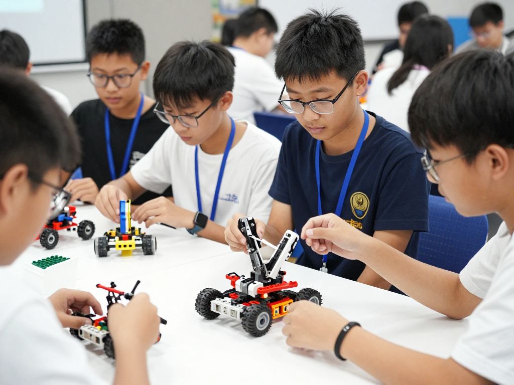 Young innovators participating in a robotics competition showcasing STEM skills.
