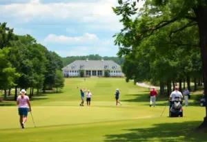 Collegiate women's golf players at The Woodlands Country Club during the Texas Golf Throwdown.