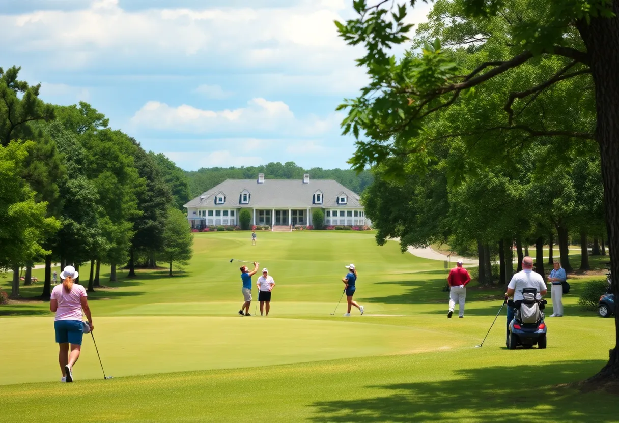 Collegiate women's golf players at The Woodlands Country Club during the Texas Golf Throwdown.