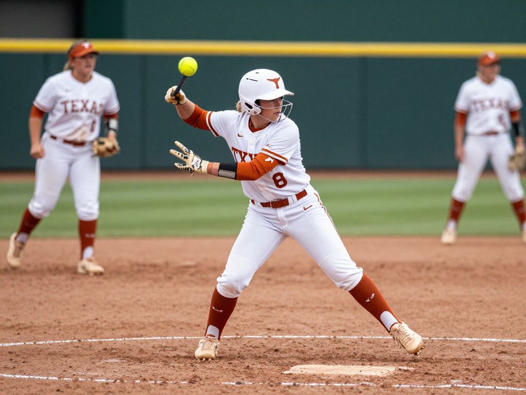 Texas Longhorns softball team celebrating a victory.