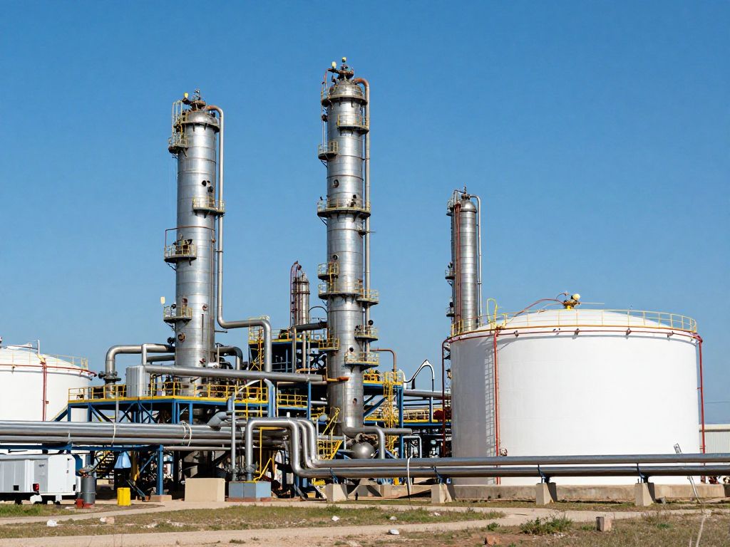Industrial refinery with oil processing units in Texas