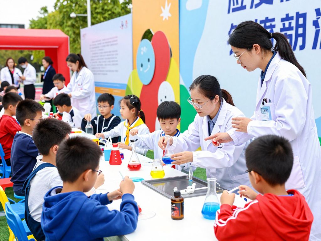 Children participating in science activities at the Texas Science Festival