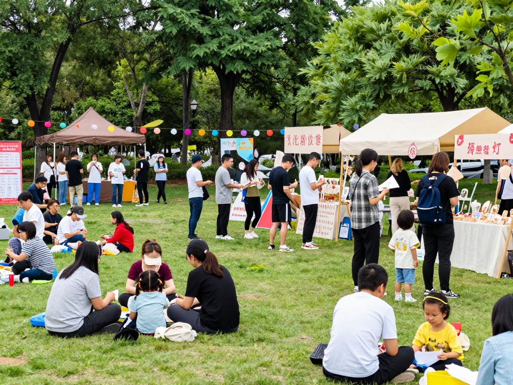 A lively scene of community members participating in local events in Tomball, Texas.