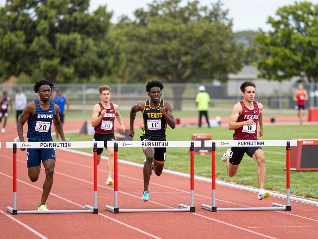 Collegiate athletes competing in a track and field event at UT Tyler.
