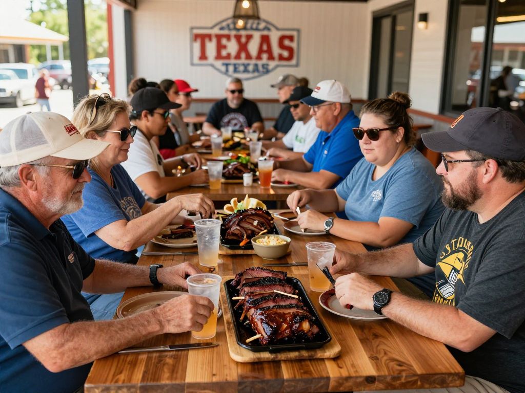 Customers enjoying barbecue at Truth Barbecue in Houston