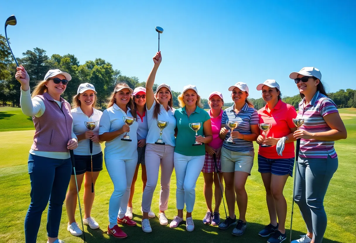 University of North Carolina women's golf team celebrating their tournament win