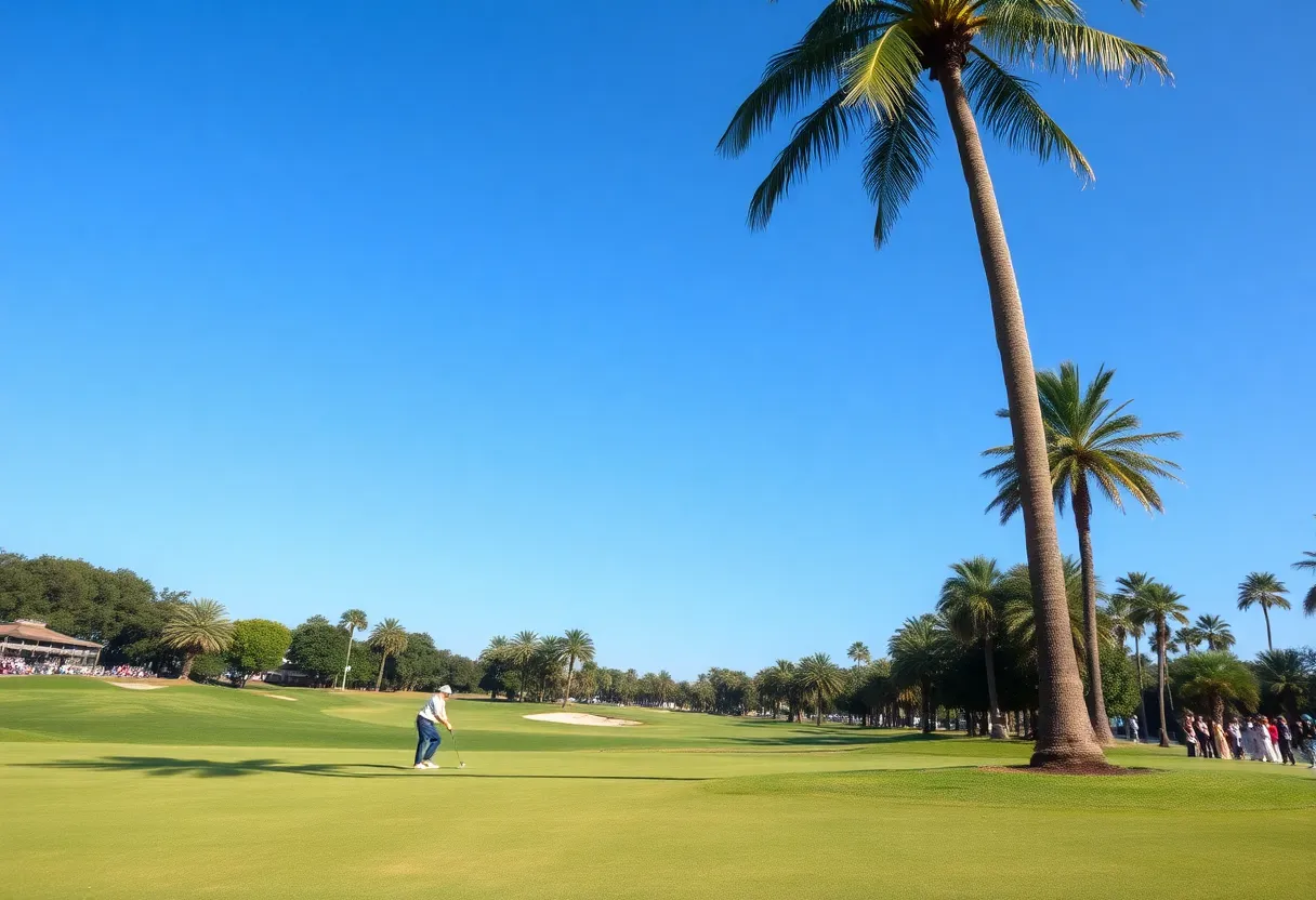 Members of the UNCW women's golf team participating in a tournament in Puerto Rico