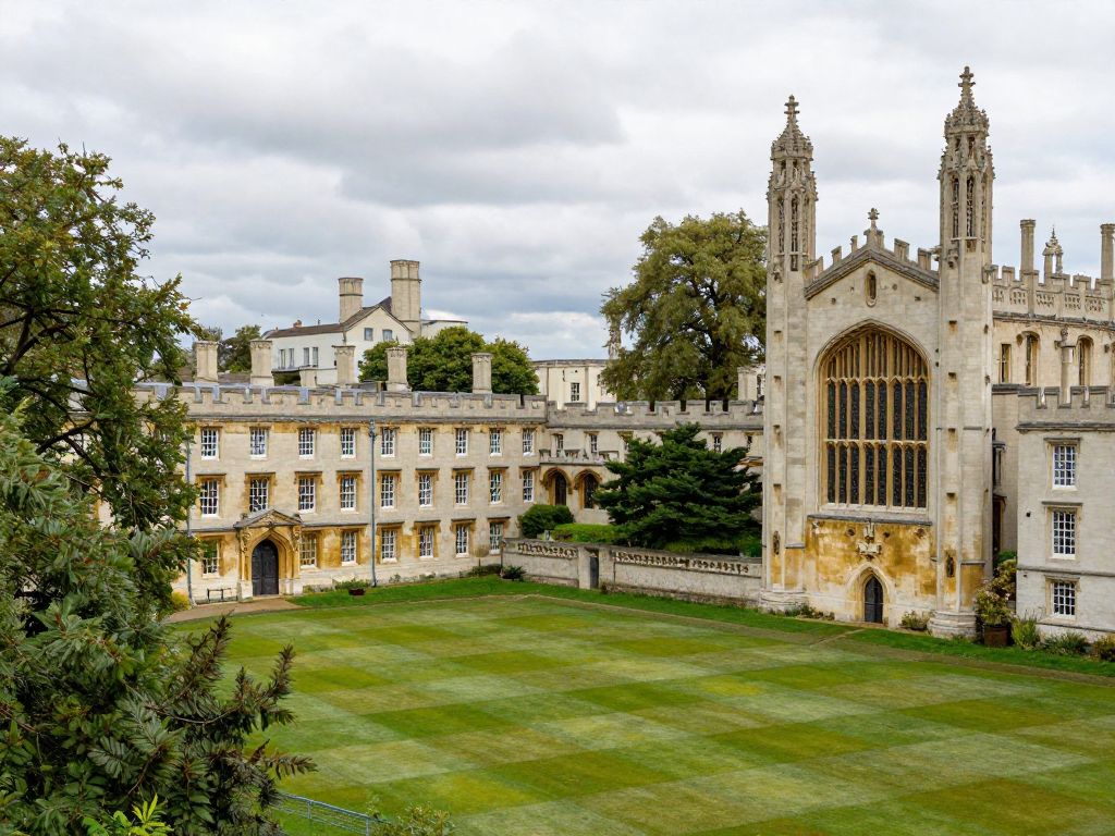 University of Cambridge campus showcasing lush greenery and academic environment