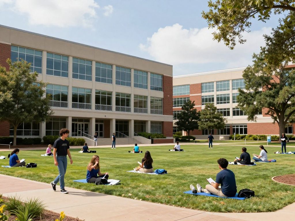 Students at the University of Texas at Austin engaged in learning and sports