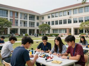 Engineering students at UT Austin working on innovative projects