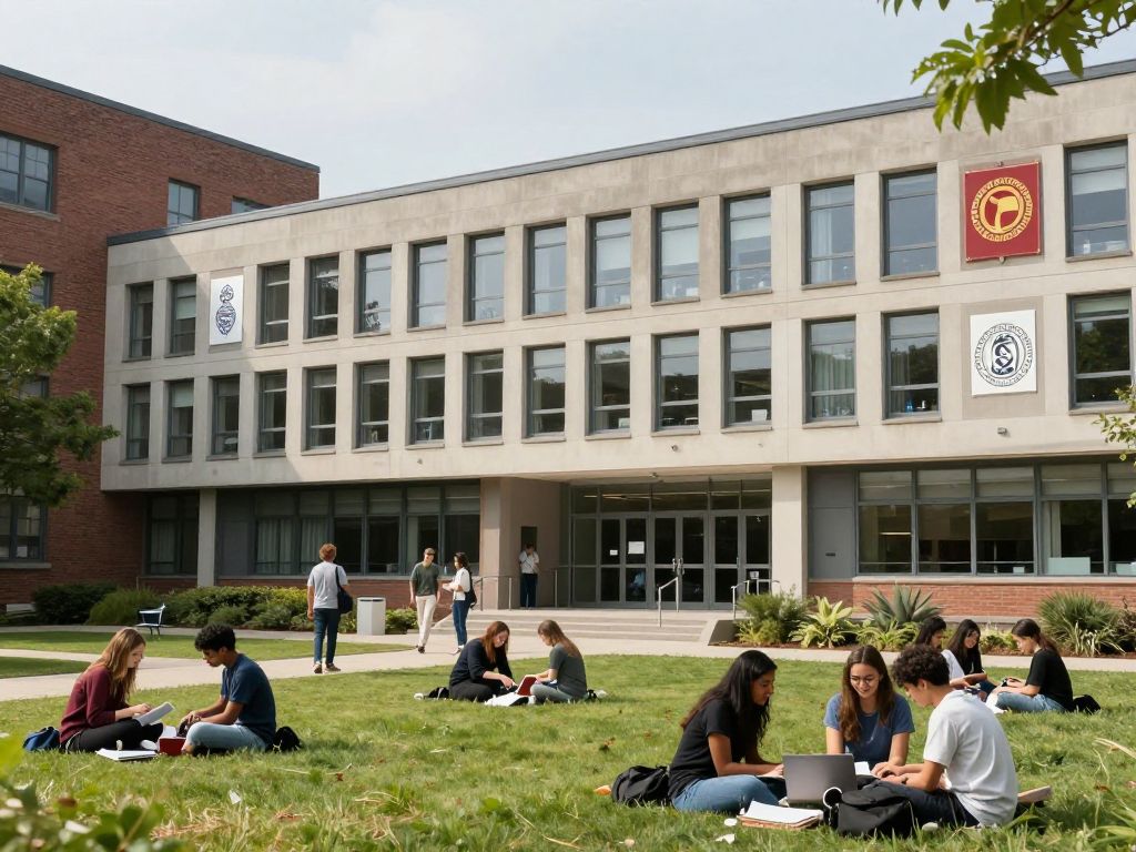 Students collaborating in a modern university setting at UT Austin.