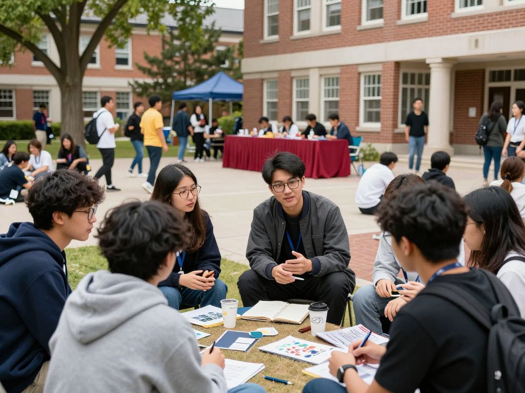 Students engaged in a town hall event at UT Austin.
