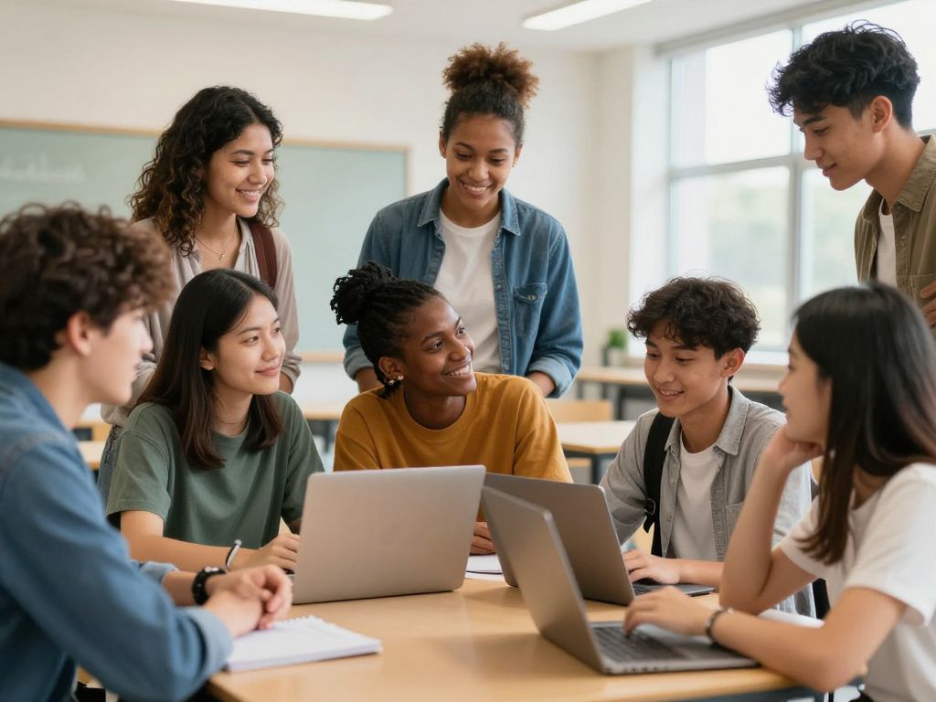 Students working together on campus to promote belonging and inclusivity.