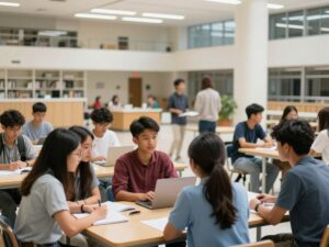 Students engaging in academic discussions at UT Dallas