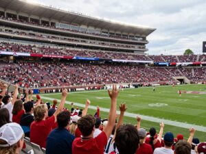 Excited fans at a University of Texas football game