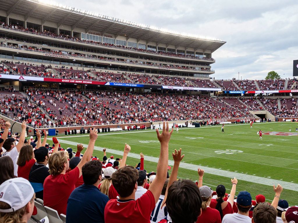 Excited fans at a University of Texas football game