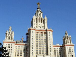 UT Tower under restoration with scaffolding