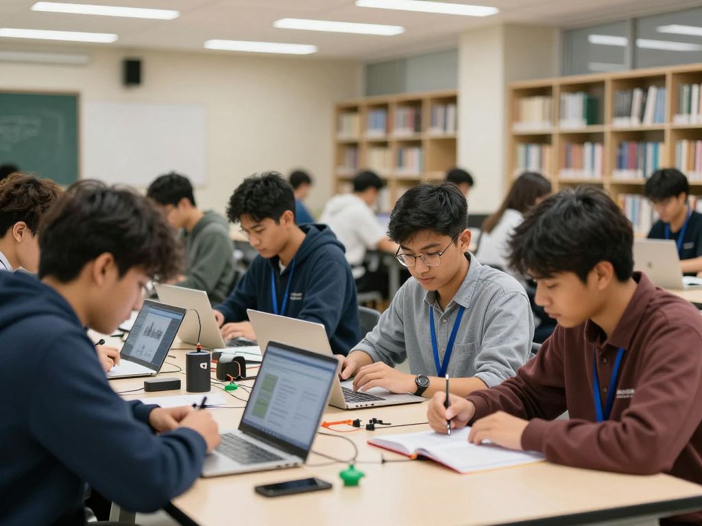 Students collaborating on engineering projects at UT Tyler